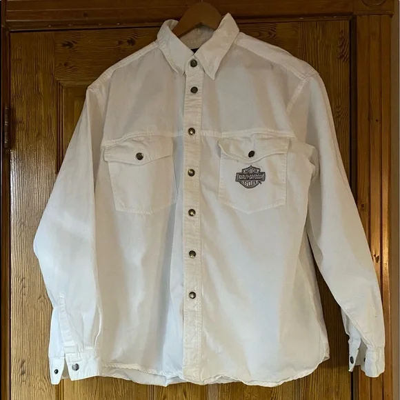 HARLEY DAVIDSON MENS WHITE DENIM XL - Picture 1 of 8